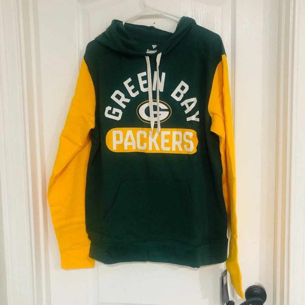 Fanatics Green Bay Packers NFL Hoodie Mens Large Green Gold Pullover Sweatshirt - Picture 3 of 8
